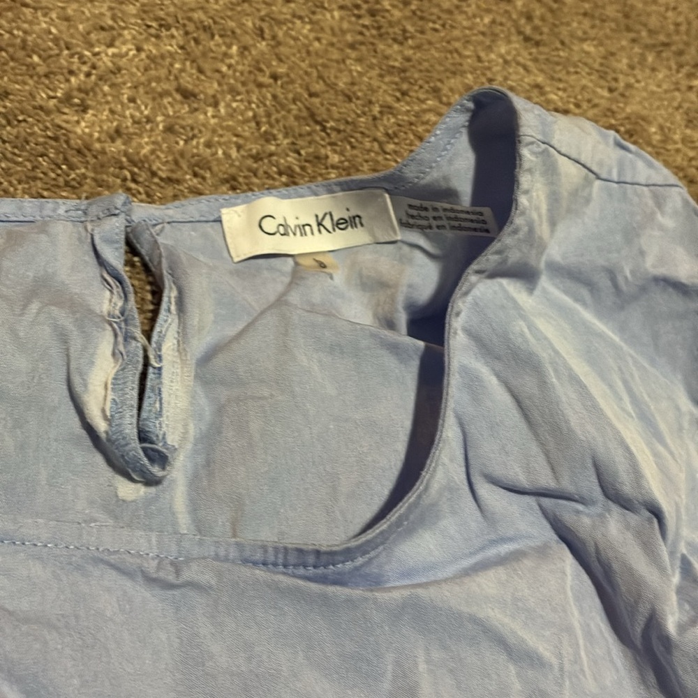 Calvin Klein Blue Ruffle Sleeve Blouse - Picture 2 of 4